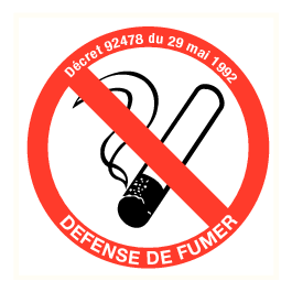Autocollant défense de fumer - Sticker décret zone non fumeur - ref 100219  - Stickers Autocollants personnalisés